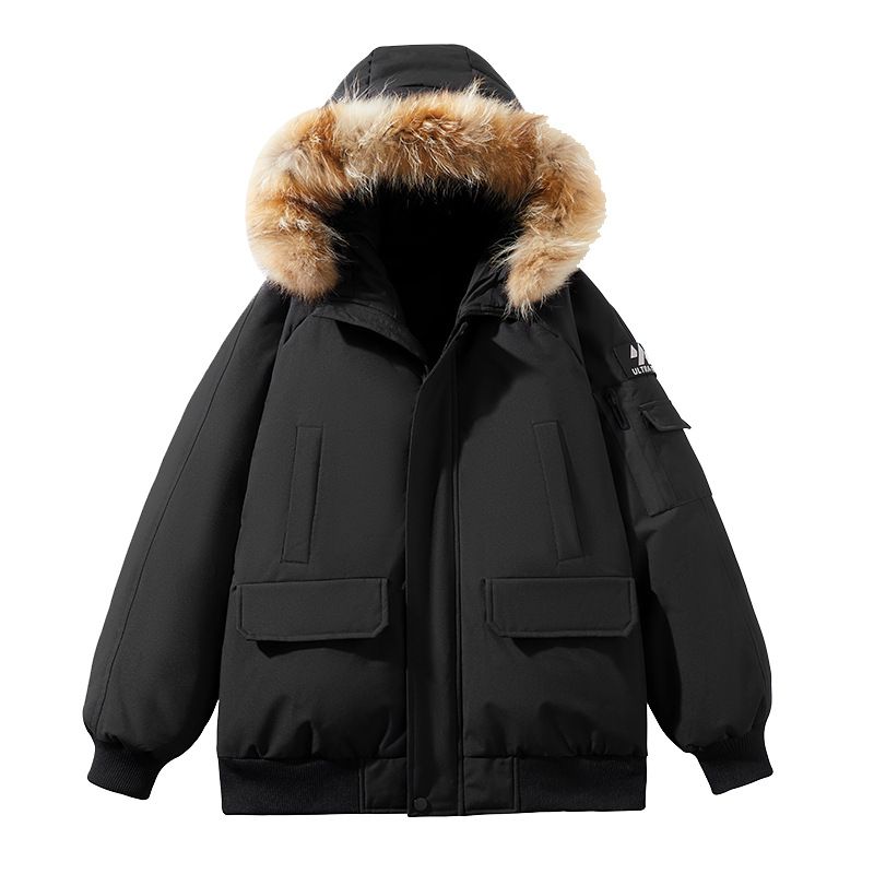 Neue, vielseitige und warme Arbeitsjacke für Herren im Winter 2024 mit Kapuze, lässige Mode und einfarbiger Arbeitskleidung_voghion.com