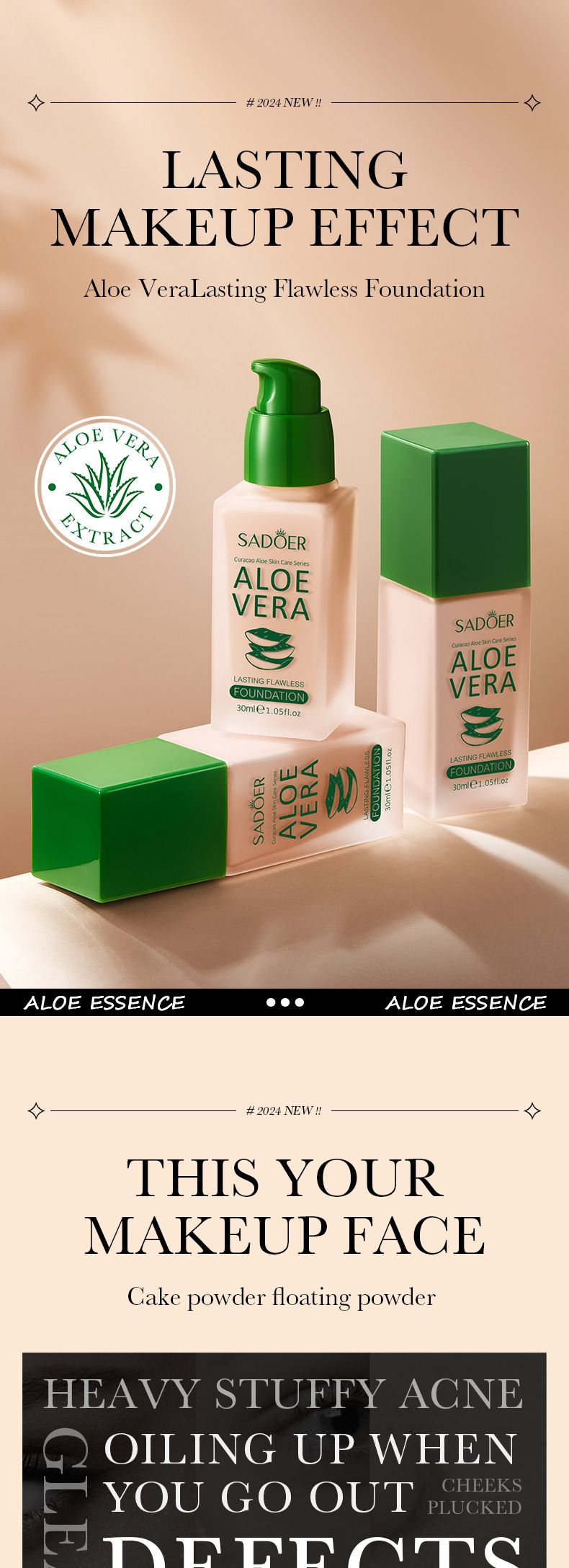 SADOER Aloe Vera Makeup-holding Flawless Foundation 30ml Lasts For A Long Time, Does Not Take Off Makeup, And Does Not Get Stuck In Powder._voghion.com