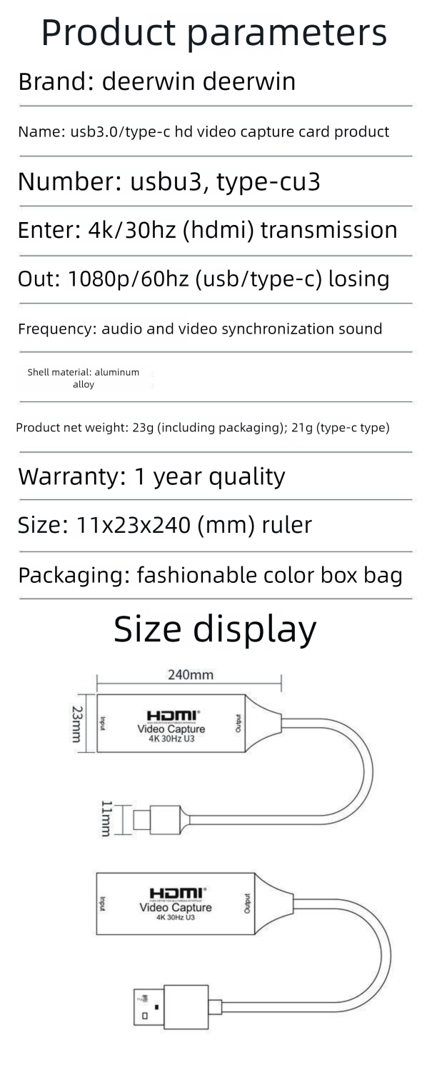 Placa de captura HDMI tipo C para tela de celular Android, tablet USB para câmera, computador, transmissão ao vivo_voghion.com