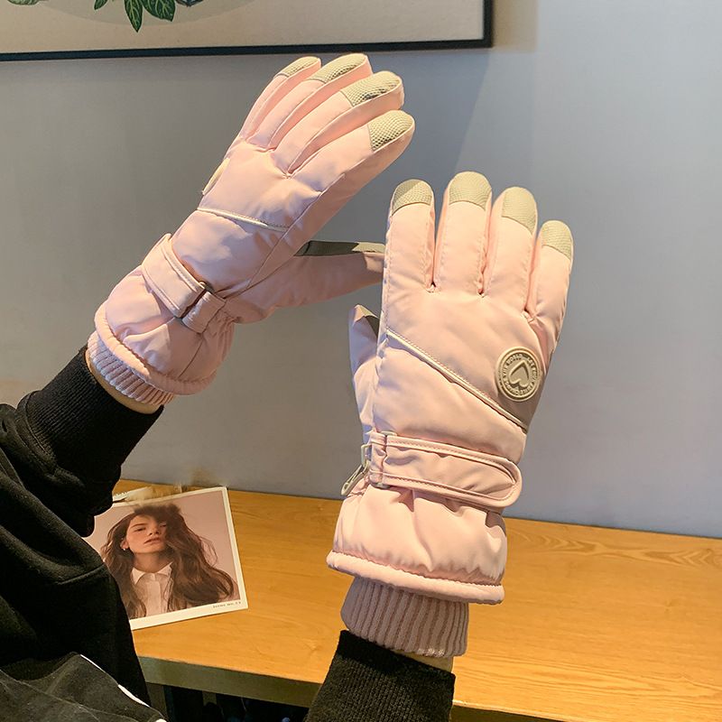 Winterskihandschoenen voor dames, warm met fleecevoering, verdikt, antislip, touchscreen, winddicht en koudbestendig, katoenen handschoenen_voghion.com