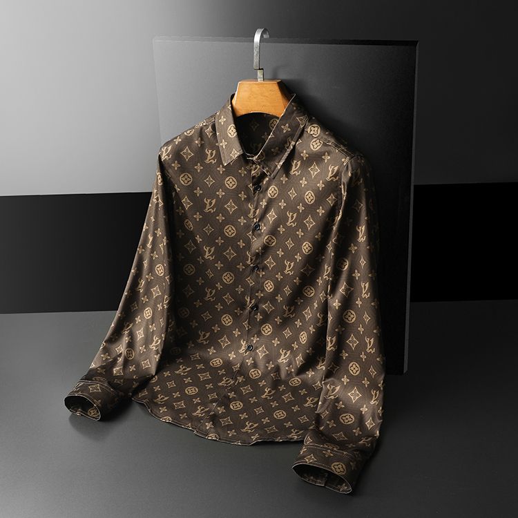 European station 2024 new long-sleeved shirt youth large size slim shirt 2307 spring and autumn men_voghion.com