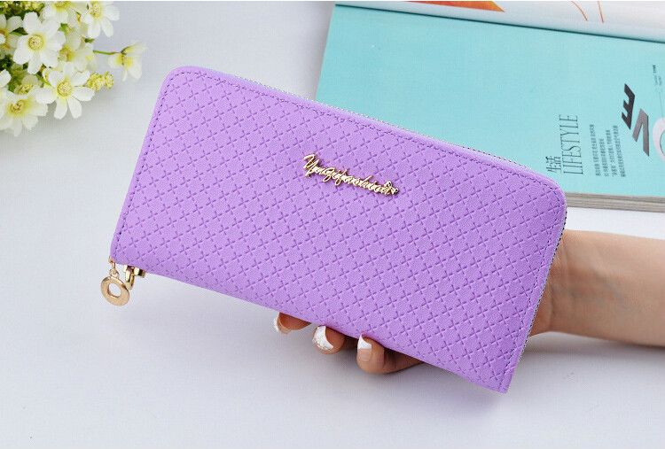 Borsa da donna con cerniera Borsa pratica da donna di grande capacità in pelle PU Portafoglio femminile a sezione lunga_voghion.com