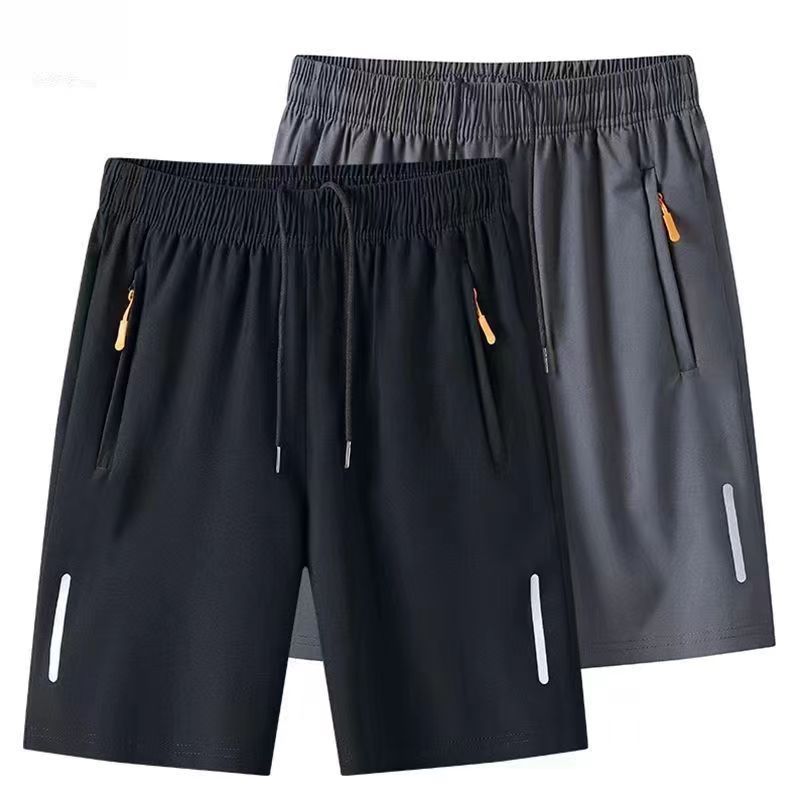 Sommer Neue Eisseide Dünne Fünf-Punkt-Sport-Fitness-Strandshorts Lässige Plus Size Atmungsaktive Herrenhose_voghion.com