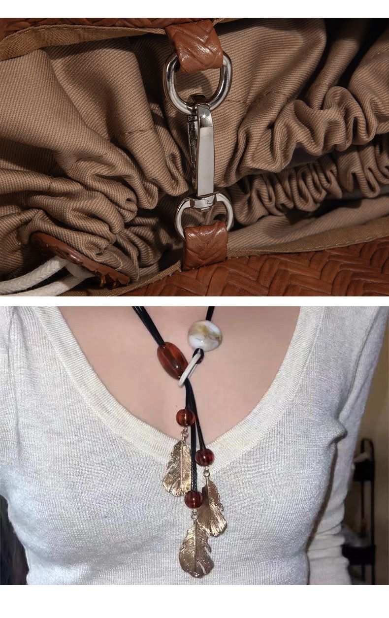 Borsa tote in pelle intrecciata con tasca interna, borsa a tracolla di grande capacità per uso quotidiano, shopping, viaggi - Design marrone chic_voghion.com
