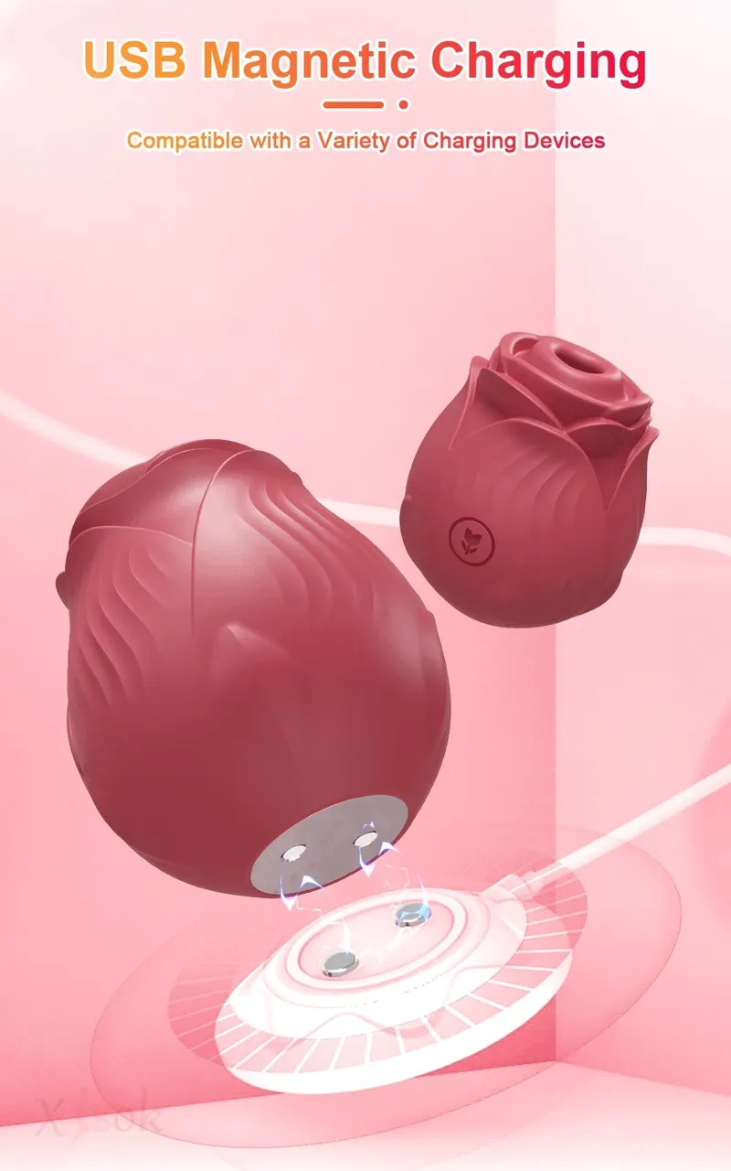 Vibromasseur à succion de rose pour femme, gode à poussée, succion de tétons, stimulateur de clitoris, œuf vibrant féminin, jouets sexuels pour adultes_voghion.com
