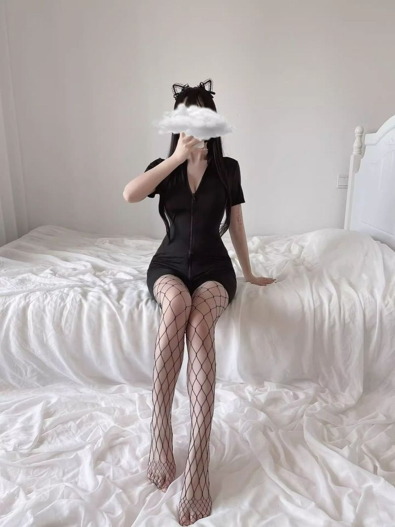 Maillot de bain une pièce sexy et soyeux pour femme, sous-vêtement portable, double fermeture éclair, manches courtes, entrejambe ouvert, non amovible_voghion.com