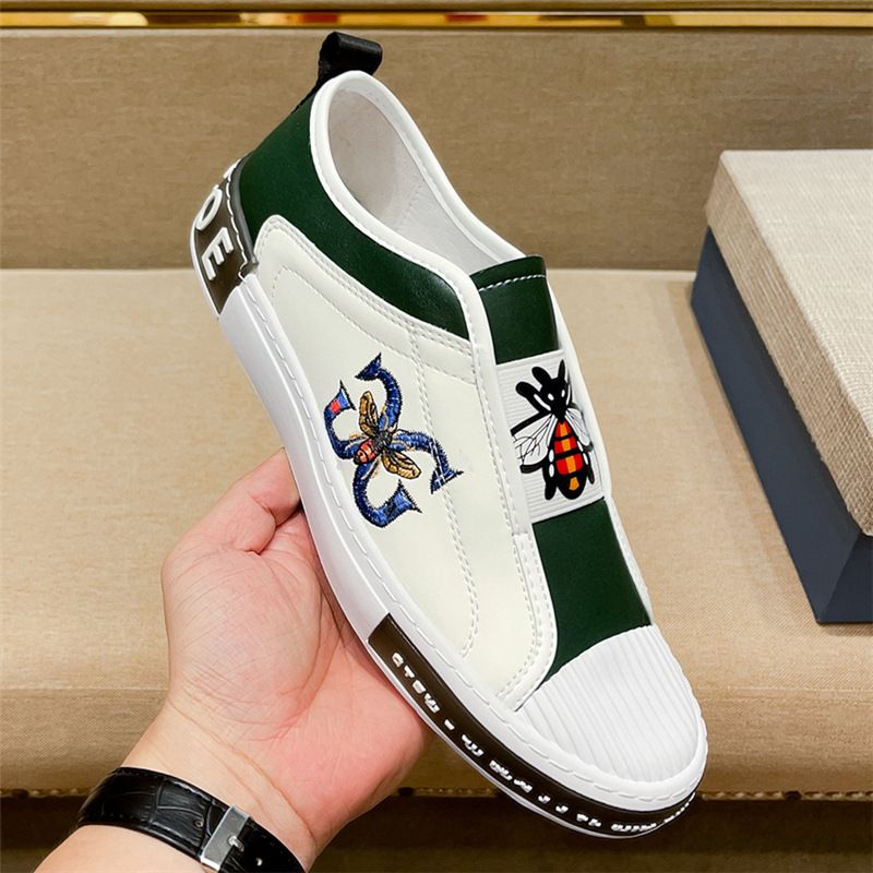 Fuguqi Little Bee With One Step Pudding Bean Herren-Lazy-Schuhe, High-Version Kuqi Fit, Freizeitschuhe aus echtem Leder_voghion.com