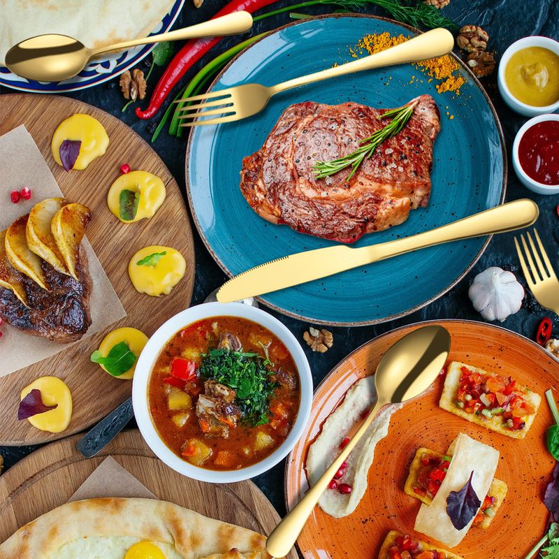 Stainless Steel Knife, Fork And Spoon Utility Pieces Butter Dessert Cake Shovel 8 People 45 Pieces Tableware Set_voghion.com