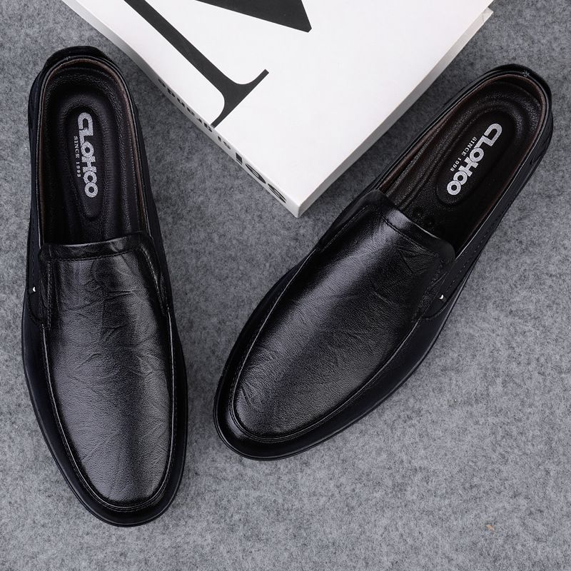 Classic Cowhide Casual Men's Breathable Sole Soft Leather Driver's Versatile Loafers Lazy Shoes_voghion.com