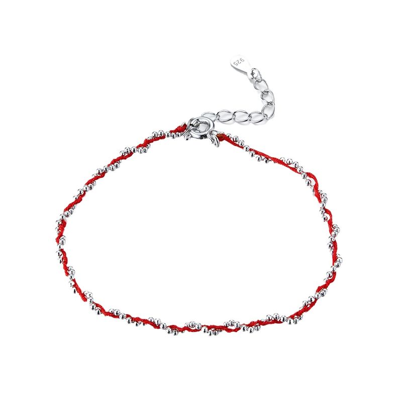 Compact Red String Bracelet , 925 Sterling Silver Bracelet For Women_voghion.com