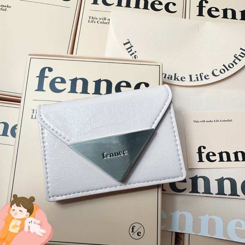 New Korean niche fennec cowhide truck bag with triangular flap, identification card bag, classic change multi-color_voghion.com