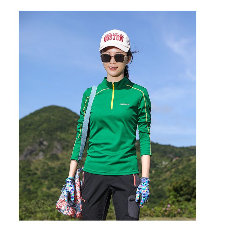 Abbigliamento da esterno primaverile ed estivo con protezione solare, per escursionismo, elastico, colletto alto, corsa, fitness, traspirante, a maniche lunghe_voghion.com