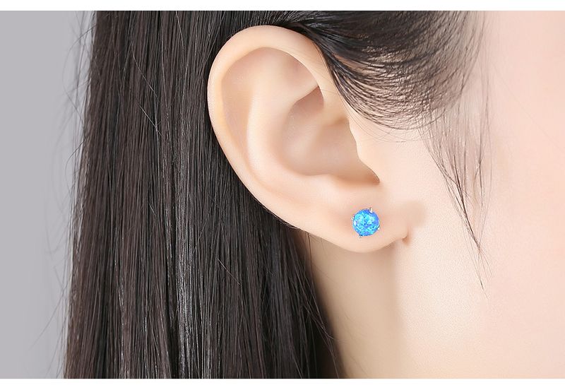 Orecchini in argento S925 per donna intarsiati con orecchini in argento opale, orecchini coreani rotondi a quattro griffe alla moda, tutti abbinati_voghion.com