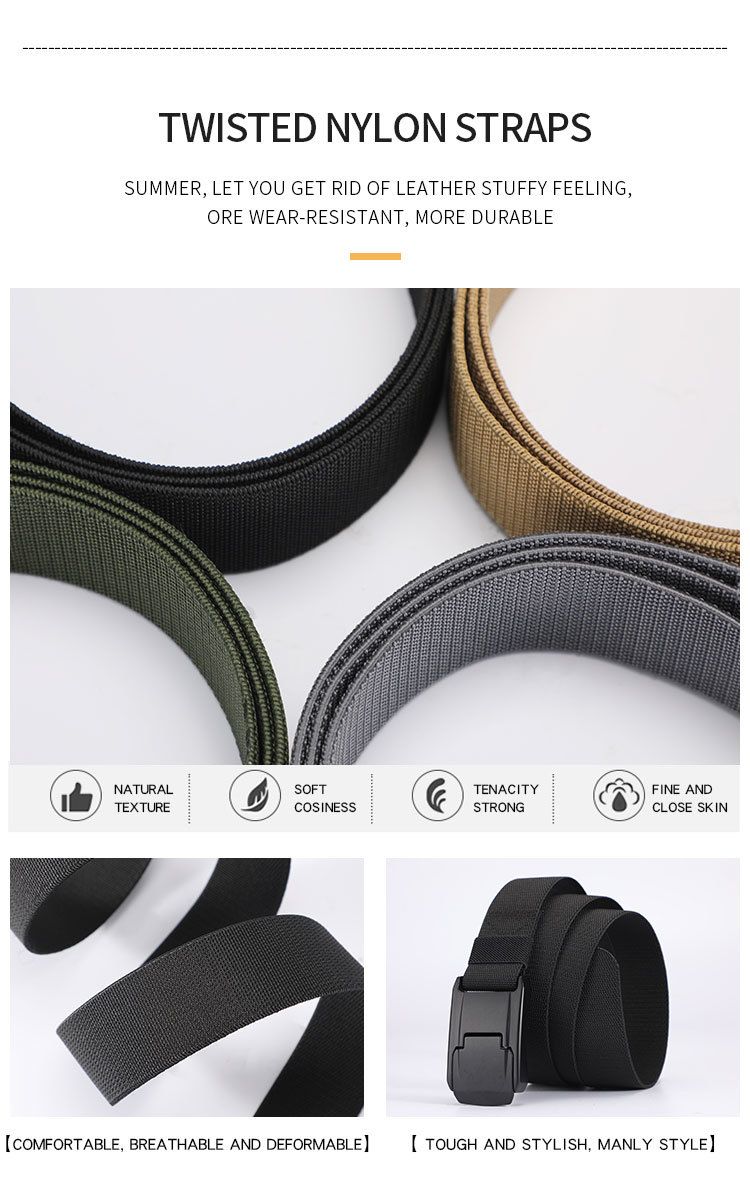 HOT New Stretch For Men and Women Hard Alloy Quick Release Buckle Strong Real Nylon Unisex Elastic Overalls Work Belt_voghion.com