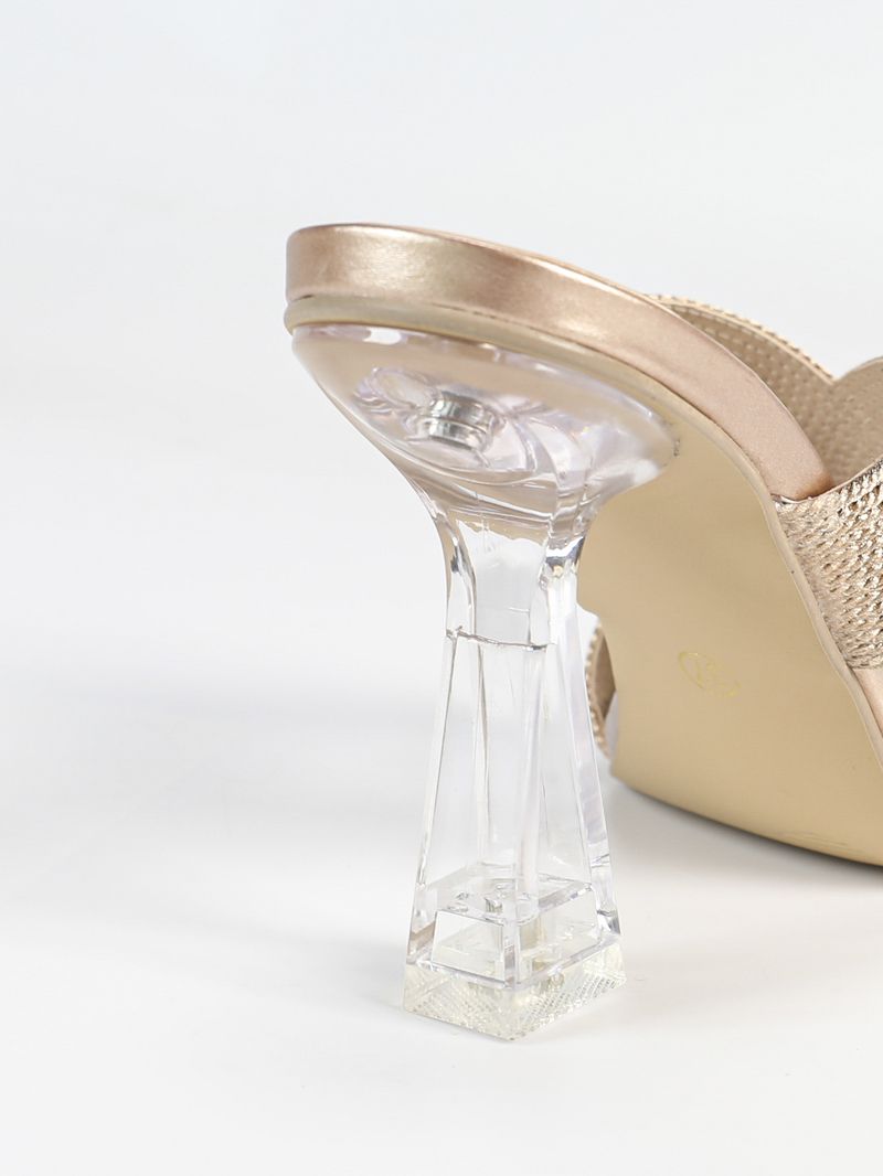 Sandali estivi da donna con tacco trasparente - Ciabatte traspiranti con cinturini incrociati, punta tonda e punta aperta (casual ed eleganti)_voghion.com