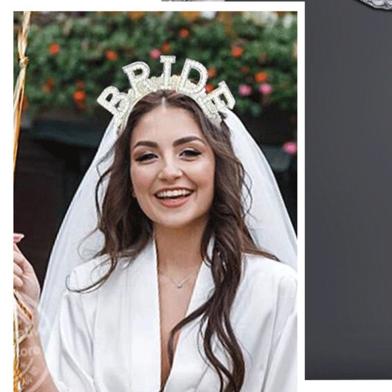 Accessori per capelli stile sposa perla festa di nozze lettera corona fascia_voghion.com