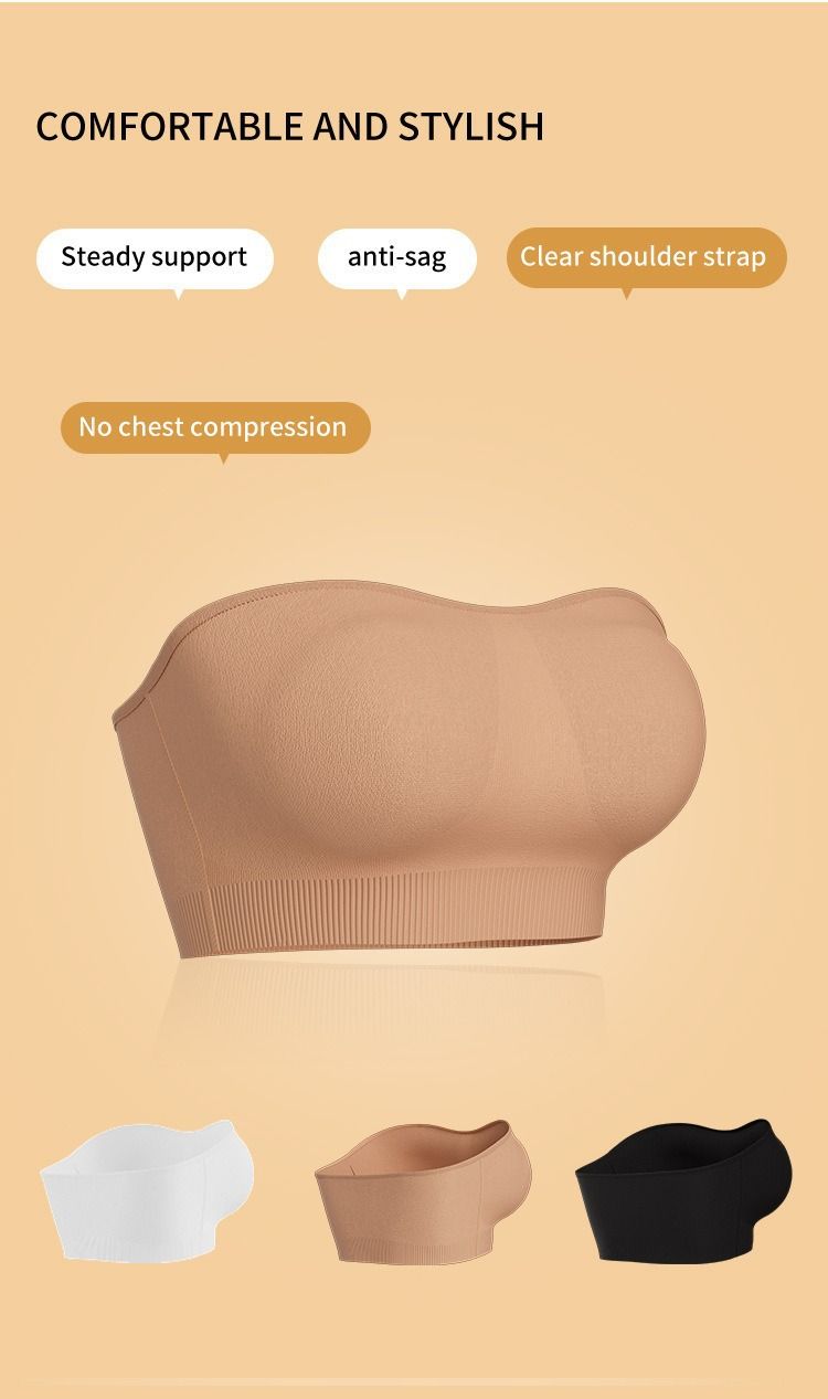 Women's Intimates Tube Top Bra Beautiful Back Strapless No Steel Ring Wrapped Chest_voghion.com