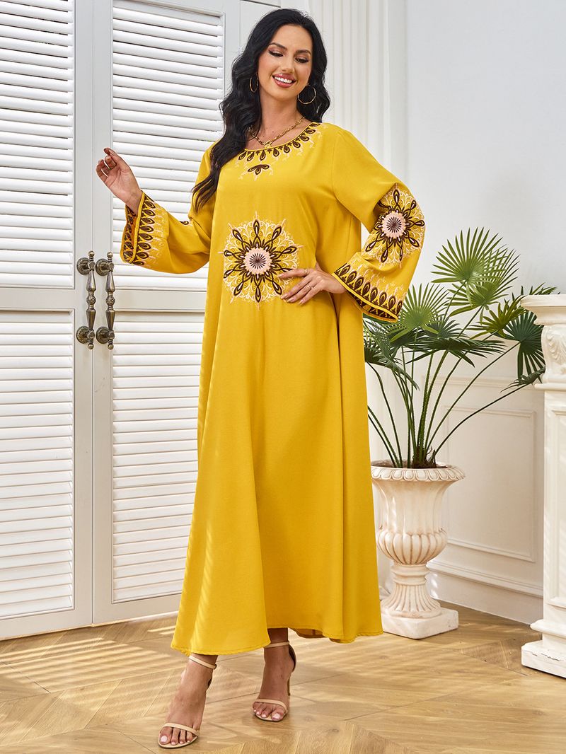 2025 Muslim Dubai Abaya Damen Besticktes Gewand Abendkleid 3A2_voghion.com
