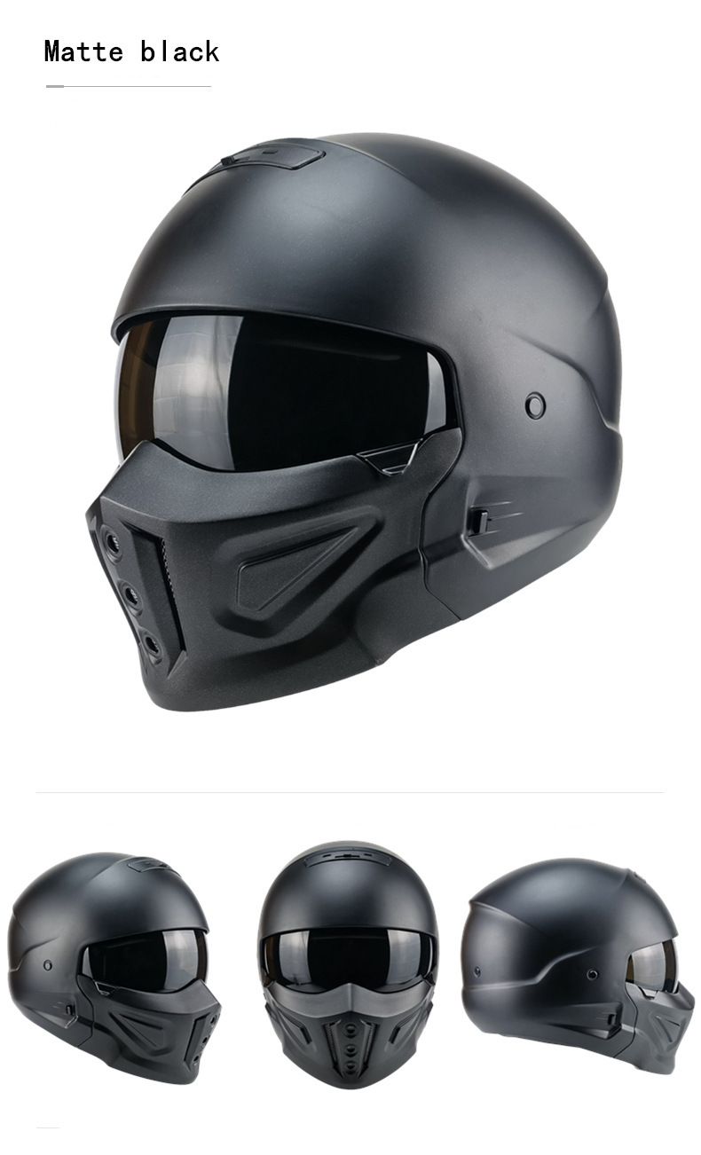 Samurai Black Scorpion Herr Kombinationshelhjälm Four Seasons Mech Battle Damage_voghion.com