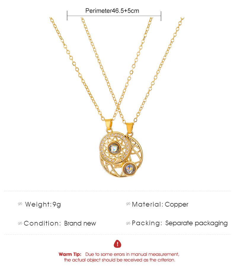 2 pieces/ computer. Magnetic couple necklace, 100 languages, projection of "I love you", sun, moon, heart, light magnet,_voghion.com