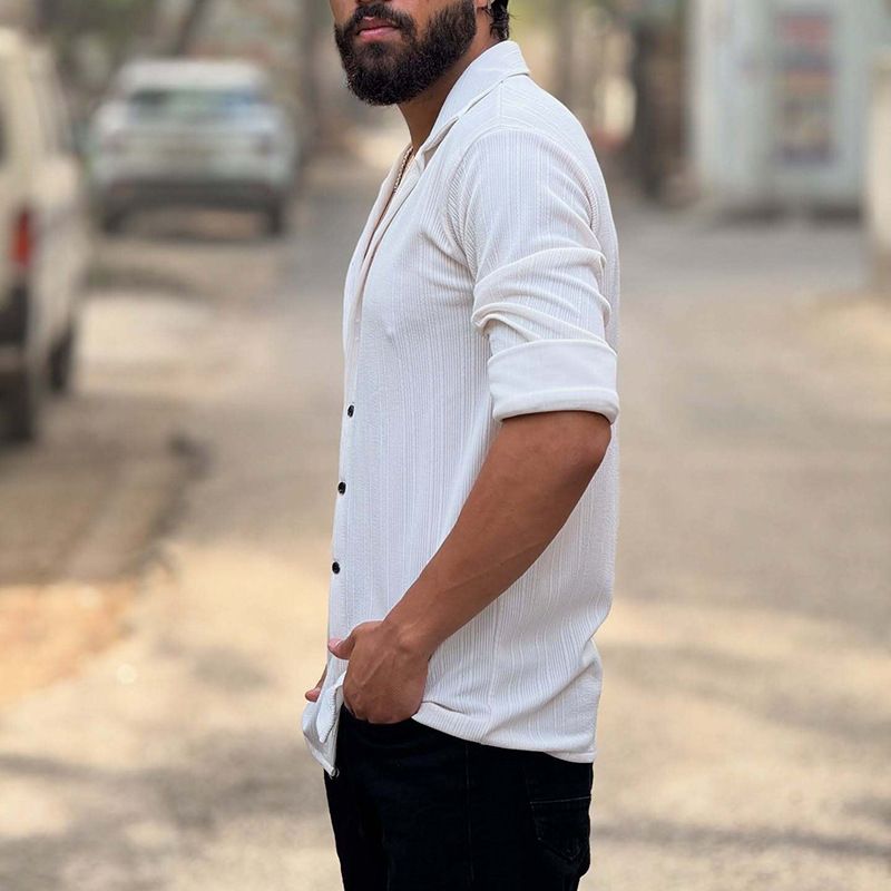 Herren Neue Herbst- und Winter-Casual-Revers-Shirts Cross Border Heißer Verkauf Herren Button Basic Vielseitige Tops_voghion.com
