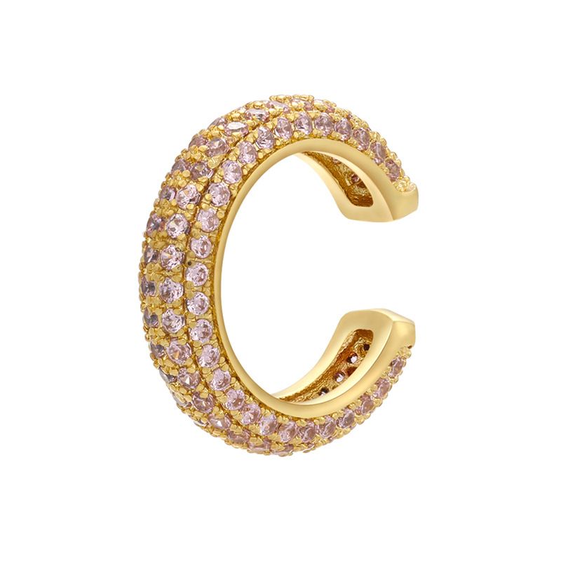 Damenschmuck Perlenschnalle Schmuck Mikro eingelegter farbiger Diamant Ohrknochenclip Farbiges Zirkonium Einfache Ohrclip-Ohrringe Kupfer K vergoldet_voghion.com