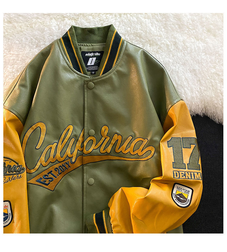 Retro črka vezenje jakna ženske Y2K pomlad ulica hip-hop baseball uniforma par priložnostna bomber jakna usnje_voghion.com