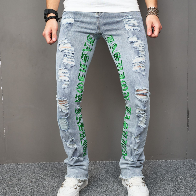 Herr Bootcut Broderi Moderiktiga Leggings_voghion.com