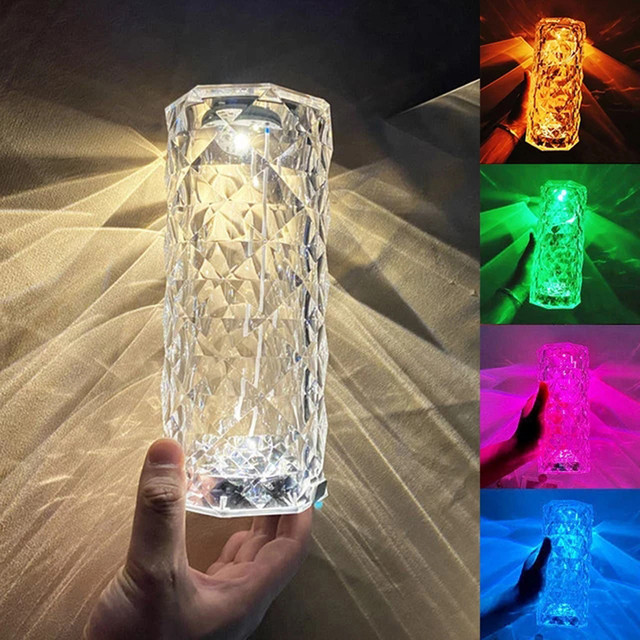 LED 16 Farben Kristall Tisch Lampe Rose Licht Romantische Diamant Atmosphäre Licht Touch Einstellbare Nacht Licht Für Schlafzimmer Dekorieren_voghion.com
