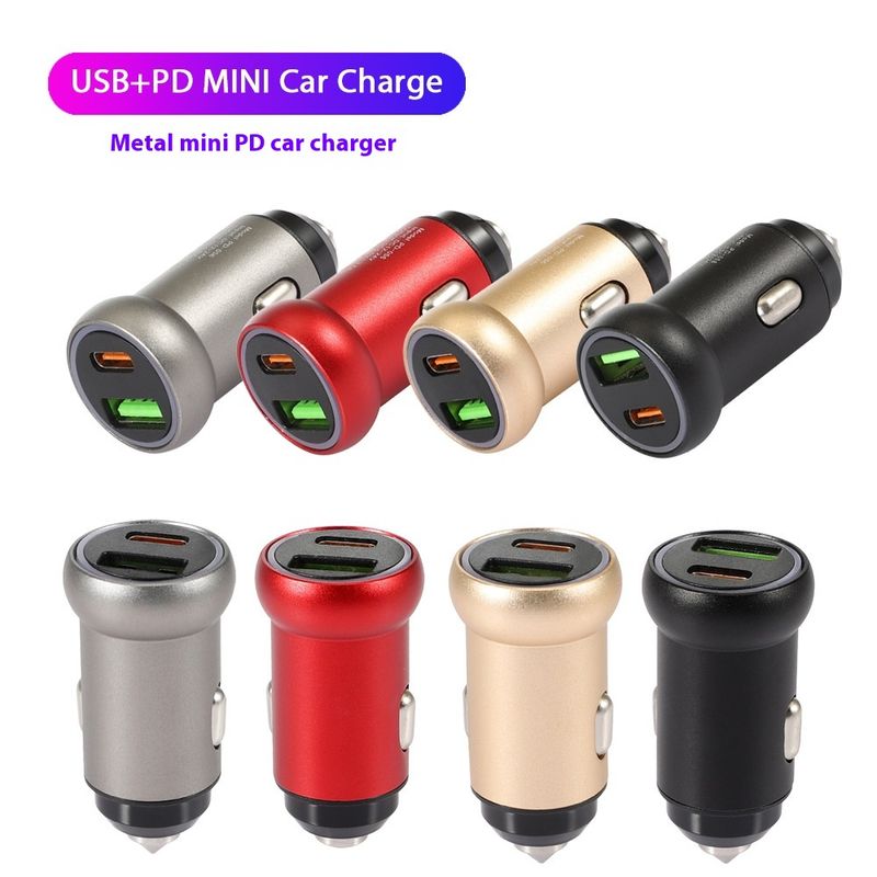 Caricabatteria da auto a doppia porta per telefono in lega di alluminio PD+USB Music Festival 3.1A_voghion.com