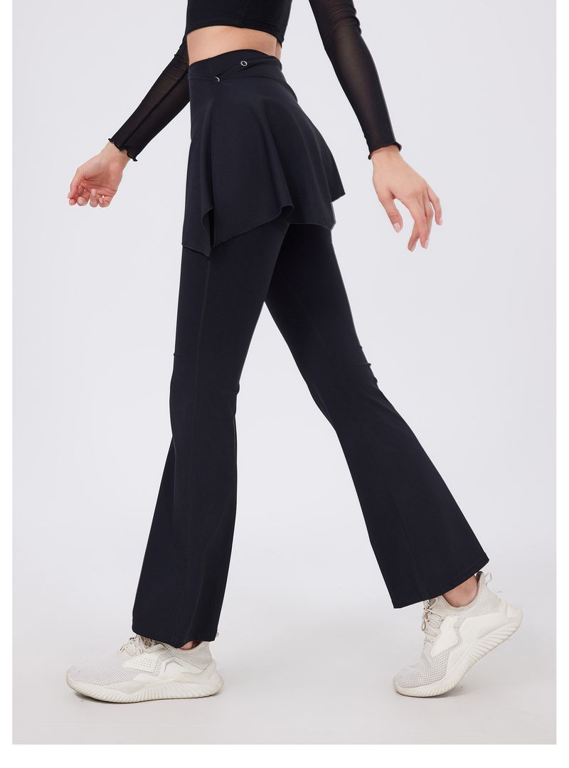 K Fake Two-piece High-waisted Pleated Yoga Pants With A Butt Curtain, Sheer For Running And Sports, Breathable Fitness Bell-bottom Pants_voghion.com