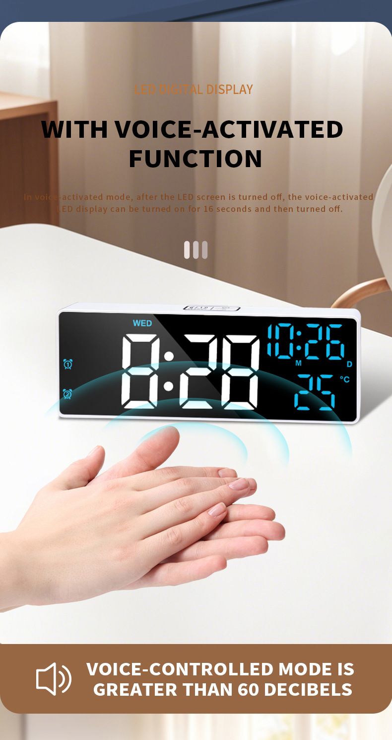 Nuovo prodotto: specchio digitale per la temperatura, sveglia multifunzione a LED con batteria e doppio uso_voghion.com