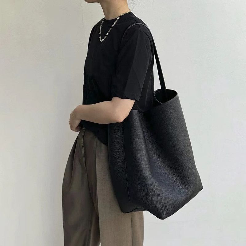 Borsa a tracolla TR morbida in pelle per donna, 2024, nuova, in vera pelle, con motivo litchi, tracolla singola, grande capacità, secchiello per laptop_voghion.com