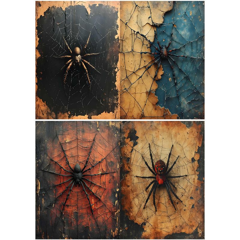 Dark Gothic Spider Web Pattern Scrapbook Paper - 10 Sheets Set For Journaling, Collage, And Decorative Arts_voghion.com