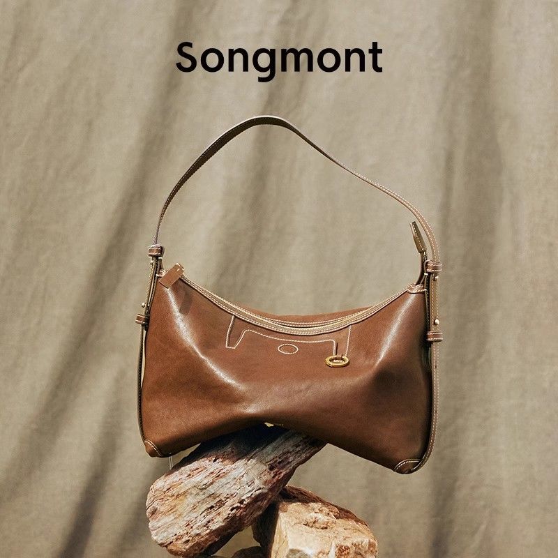 Borsa a tracolla Songmont Yamashita Arimatsu Trace Series Shallow Hobo in pelle conciata al vegetale, da donna_voghion.com