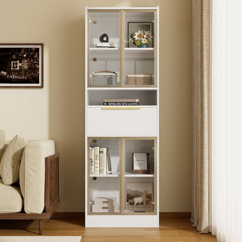 Hochschrank Weiß 60x180cm con 16 colores LED, Bluetooth, frente de cristal_voghion.com