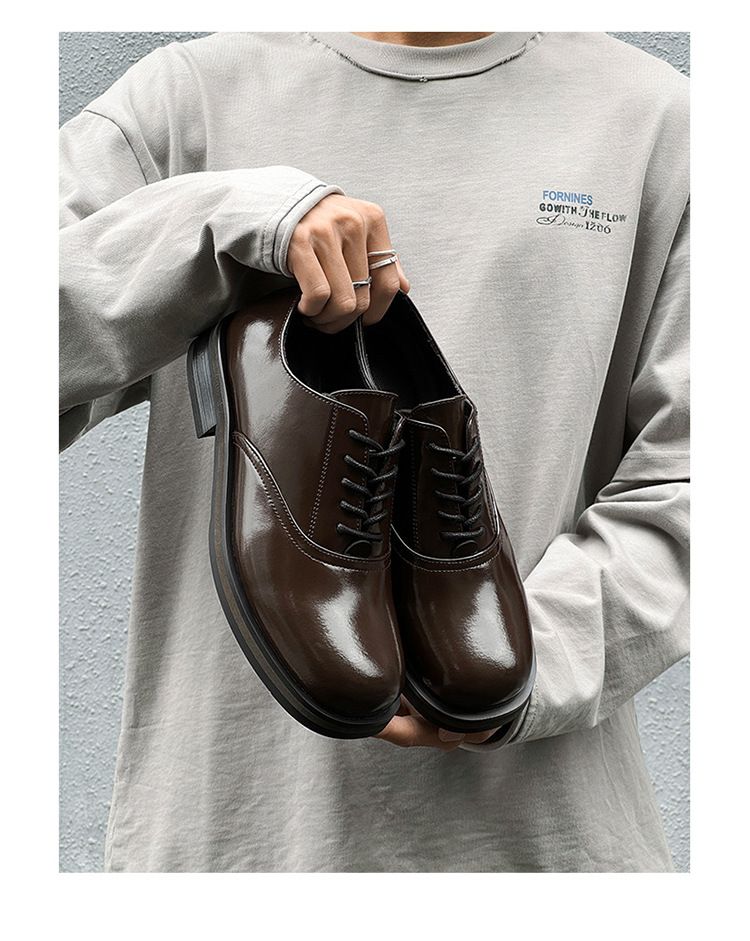 Scarpe da uomo e da donna Business Elite Derby in pelle con suola spessa, stile britannico, formali e alla moda, 14643 Marrone-J_voghion.com