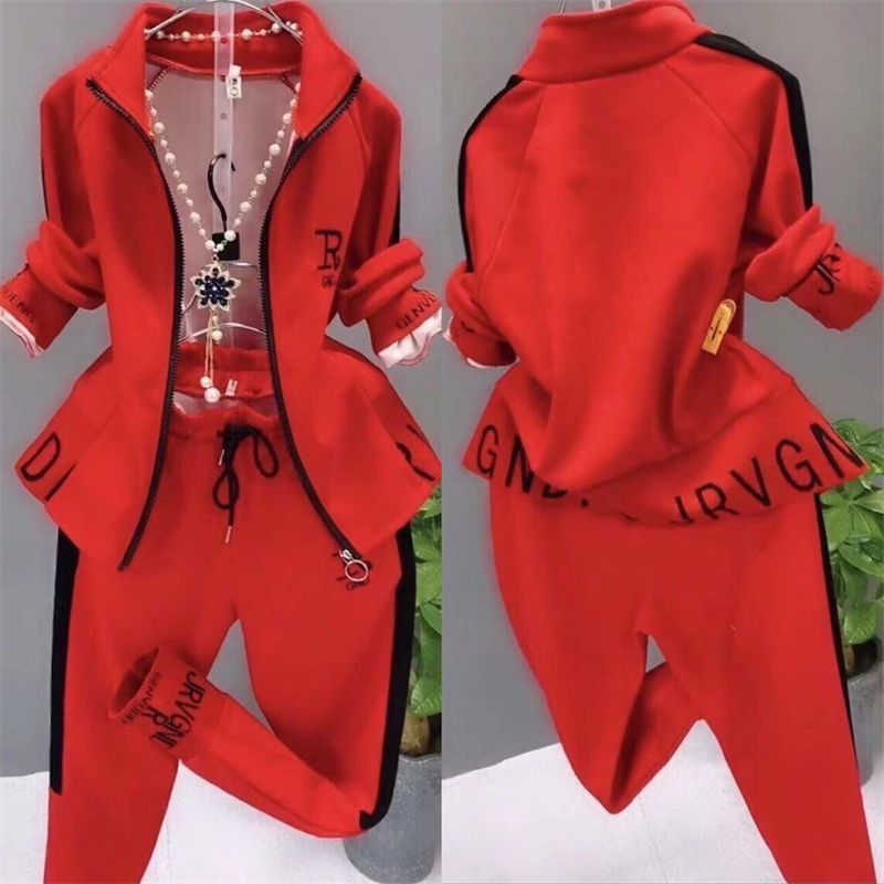 Ropa de mujer Trajes deportivos de moda para mujer 2024 primavera y otoño nuevo estilo casual manga larga pantalones ajustados estudiante traje de dos piezas de moda_voghion.com