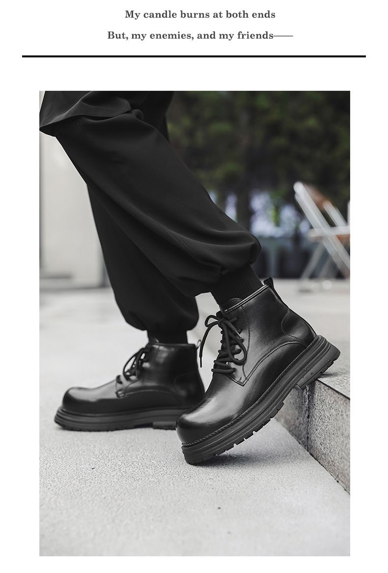 Martin Boots Men's Business Commuter Dress High-top Leather Shoes Retro Tooling Thick Sole High-end Design Boots_voghion.com