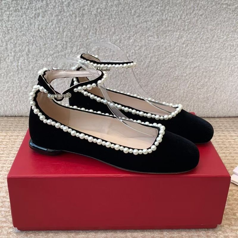 Scarpe da sposa da donna con tacco basso, in velluto, con fibbia quadrata e strass, stile cheongsam e perle, stile borghese_voghion.com