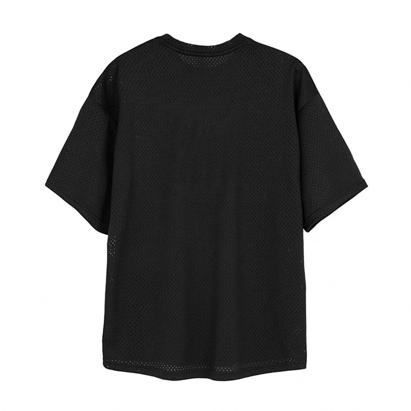 Maglietta a mezza manica larga con spalle larghe e larghe, in maglia liscia, per fitness e sport da uomo_voghion.com