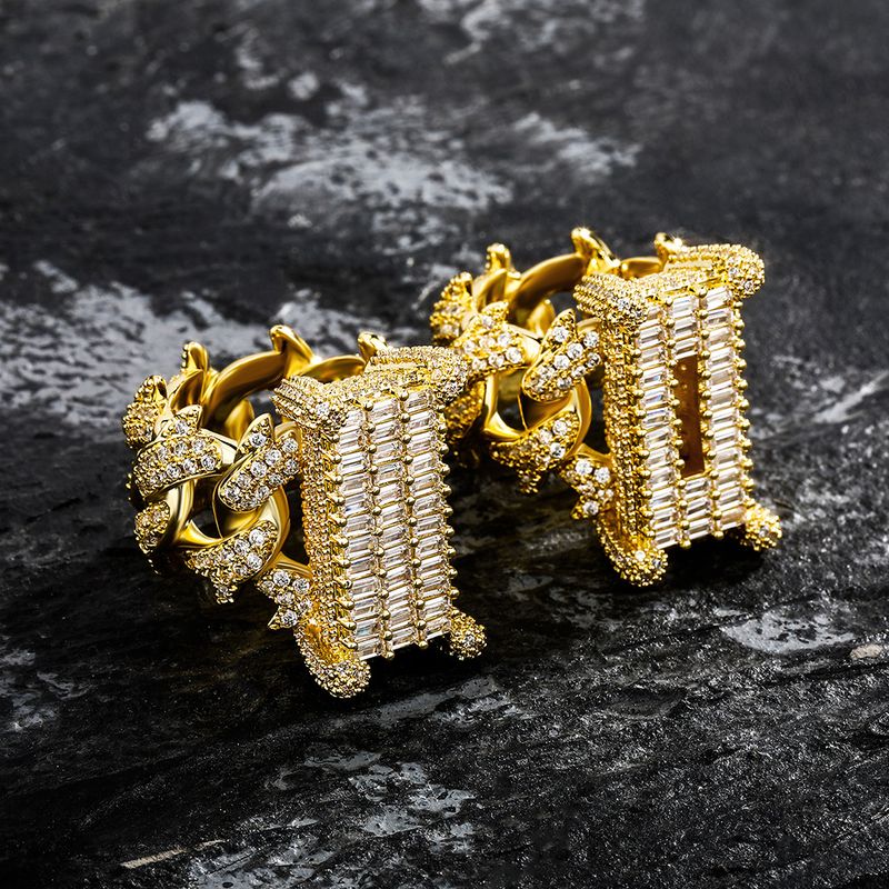 Anello alla moda da uomo Hip-Hop Jin Ao, nuovo, rettangolare, cubano, con zirconi._voghion.com