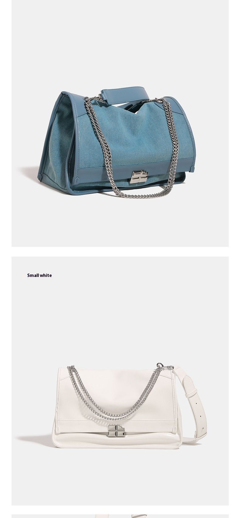 Chaîne au Design Unique pour femmes, sac de facteur en Denim de grande capacité à une épaule, sac fourre-tout à bandoulière, nouvelle collection 2024_voghion.com