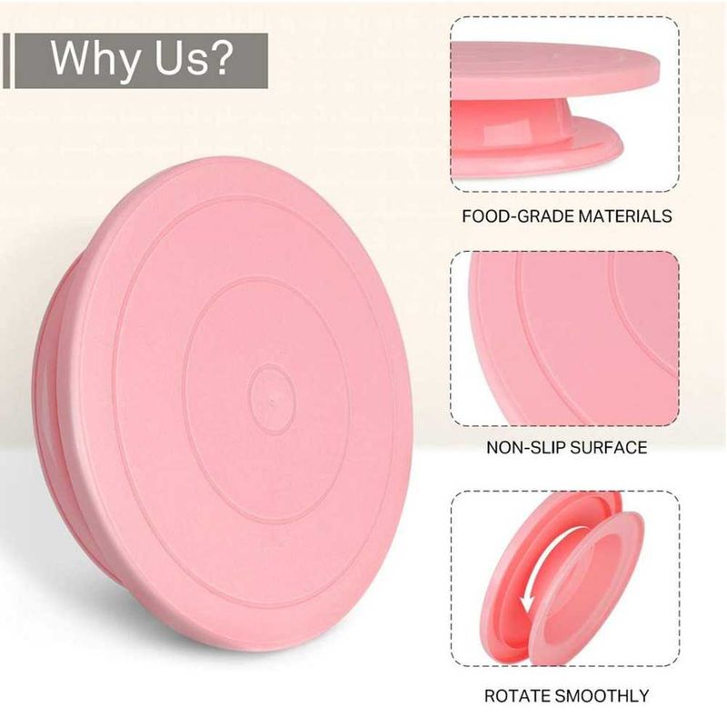 2Pcs Diy Cake Turntable Baking Mold Cake Plate Rotating Round Cake Decorating Tools Rotary Table Pastry Supplies_voghion.com