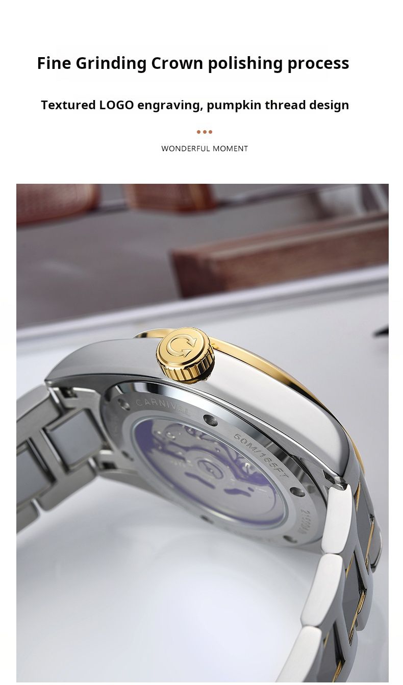 Carnival Marke High-End-Serie Luxus NH36A Mechanische Uhr Männer Wolfram Stahlband 50M Wasserdicht Woche Datum Uhren Herren_voghion.com