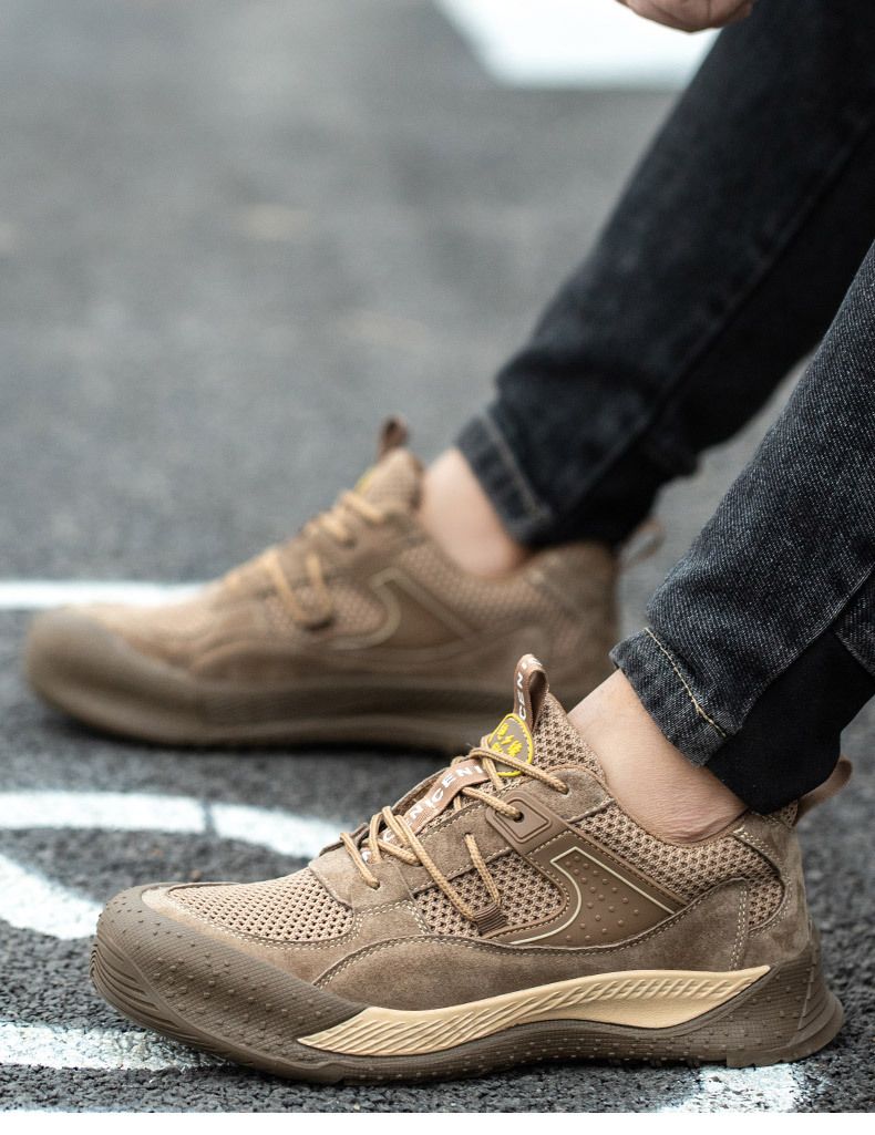 Scarpe antinfortunistiche da uomo con suole in gomma e pelle, traspiranti, leggere, resistenti all'usura, antiurto e antiforatura_voghion.com