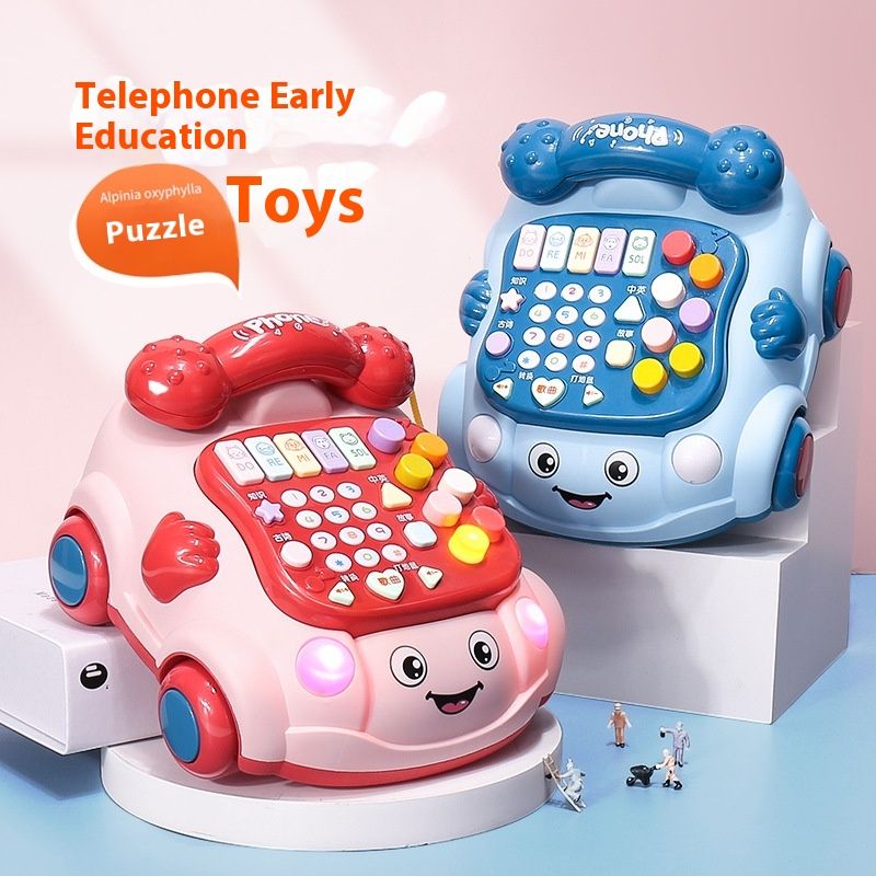 Simulare telefonică multifuncțională cu lumină sonoră pentru sugari și copii mici, puzzle pentru educație timpurie pentru telefon fix, telefon mobil_voghion.com