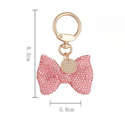 Portachiavi per auto con fiocco di diamanti, creativo, piccolo, anello a molla, accessori in metallo, decorazione per borsa_voghion.com