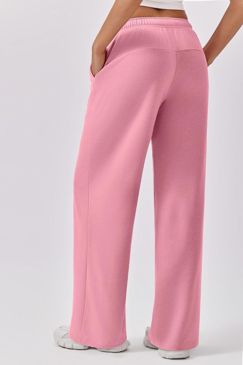 Nuovi pantaloni elastici in vita con tasche laterali, pantaloni della tuta larghi in pile spesso, taglio dritto, tinta unita, pantaloni lunghi da donna_voghion.com