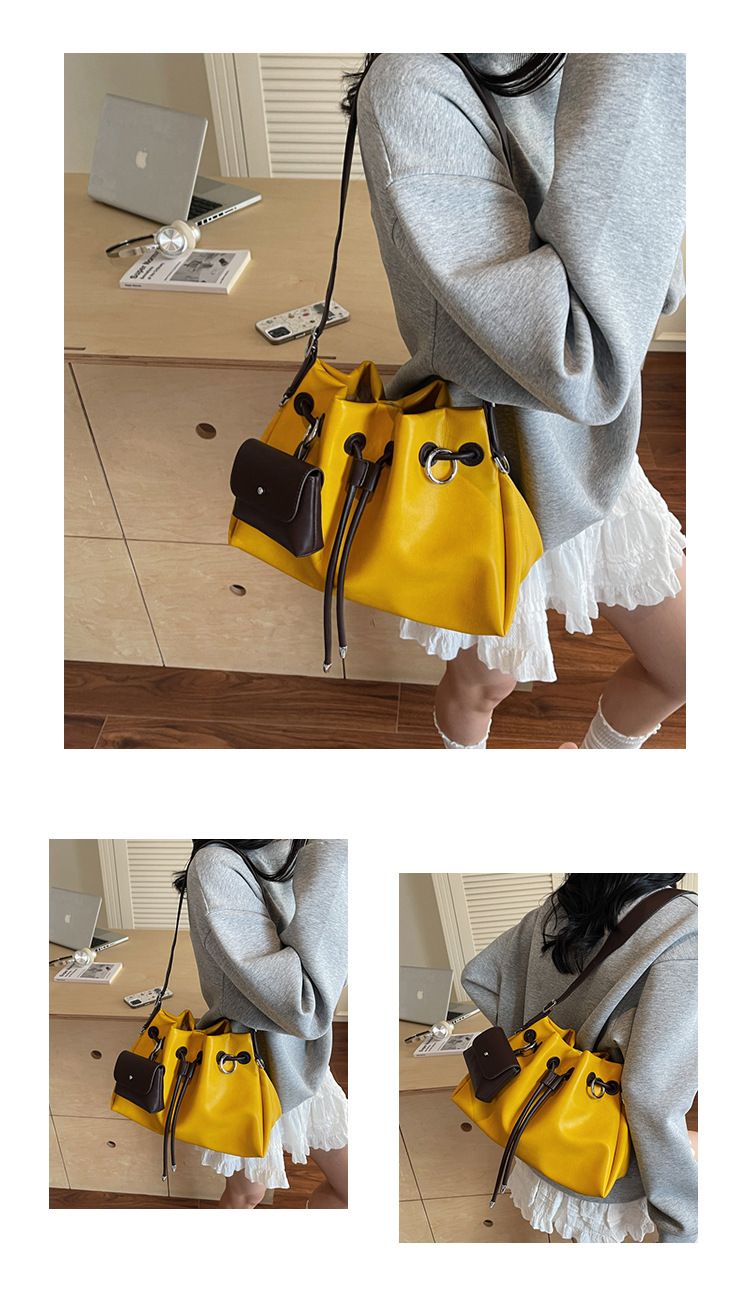 Women's Fashion Tote Bag Large Capacity Casual Shoulder Crossbody Bag For Daily Use, PU Material With Magnetic Closure, Cyber Style Bucket Bag_voghion.com